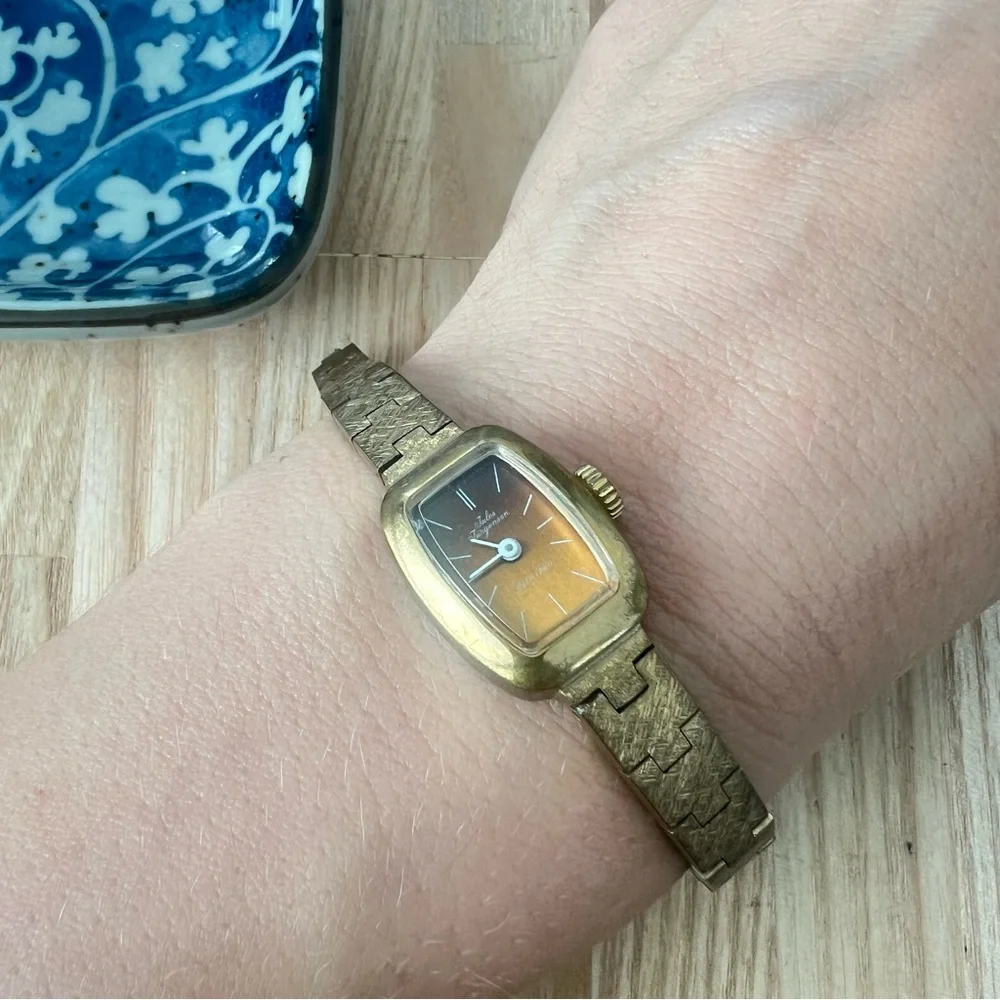Vintage Jules Jurgensen ladies gold tone bronze tone mechanical dress watch